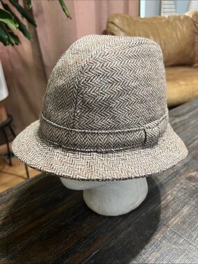 Brown Tweed Fedora Hat - Donegal Handwoven Vintage